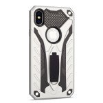 Wholesale iPhone Xs Max Armor Knight Kickstand Hybrid Case (Silver)
